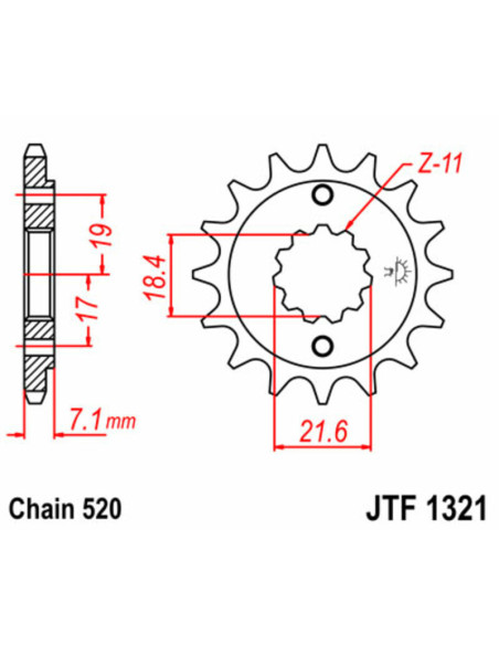 Pignon JT SPROCKETS acier standard 1321 - 520