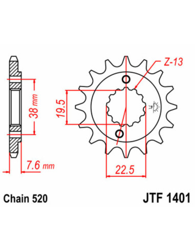 Pignon JT SPROCKETS acier standard 1401 - 520