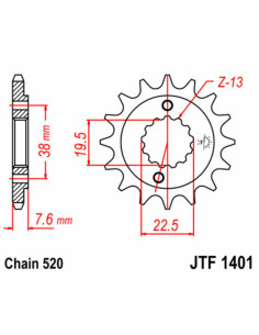 Pignon JT SPROCKETS acier standard 1401 - 520 2