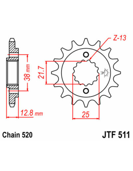 Pignon JT SPROCKETS acier standard 511 - 520