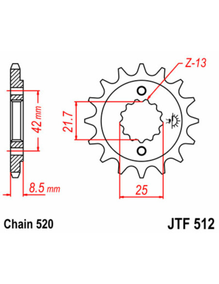 Pignon JT SPROCKETS acier standard 512 - 520