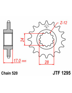 Pignon JT SPROCKETS acier standard 1295 - 520 2