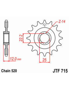 Pignon JT SPROCKETS acier standard 715 - 520 2