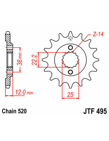 Pignon JT SPROCKETS acier standard 495 - 520