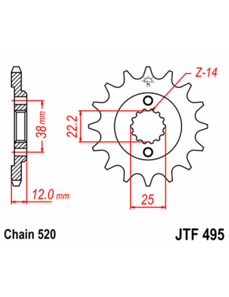 Pignon JT SPROCKETS acier standard 495 - 520