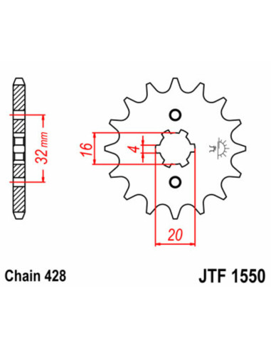 Pignon JT SPROCKETS acier standard 1550 - 428