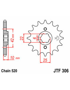 Pignon JT SPROCKETS acier standard 306 - 520 2