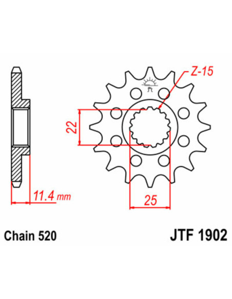 Pignon JT SPROCKETS acier standard 1902 - 520