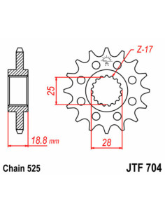 Pignon JT SPROCKETS acier standard 704 - 525 2