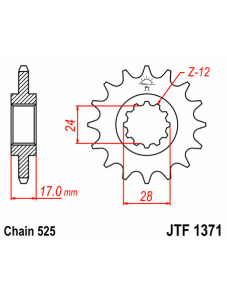 Pignon JT SPROCKETS acier standard 1371 - 525