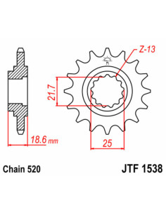 Pignon JT SPROCKETS acier standard 1538 - 520 2