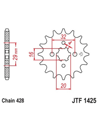 Pignon JT SPROCKETS 13 dents acier standard pas 428 type 1425