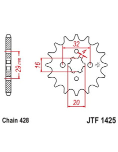 Pignon JT SPROCKETS 15 dents acier standard pas 428 type 1425 2