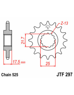 Pignon JT SPROCKETS acier standard 297 - 520 2