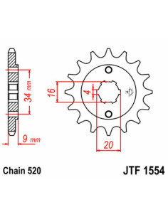 Pignon JT SPROCKETS acier standard 1554 - 520 2
