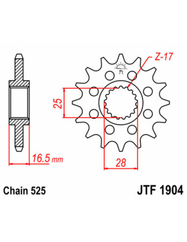 Pignon JT SPROCKETS acier standard 1904 - 525