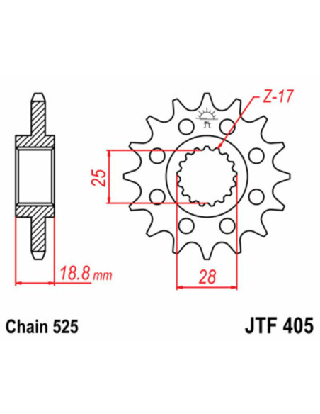 Pignon JT SPROCKETS acier standard 405 - 525