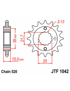 Pignon JT SPROCKETS acier standard 1042 - 520 2
