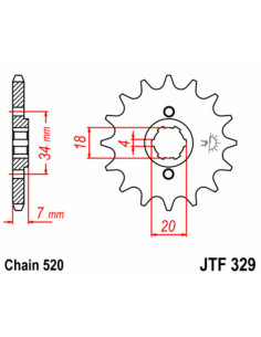 Pignon JT SPROCKETS acier standard 329 - 520 2