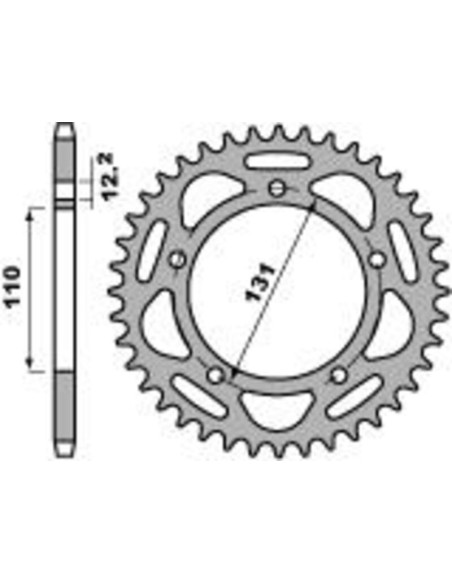 Couronne PBR Racing aluminium Ultra-Light anodisé dur 4586 - 520