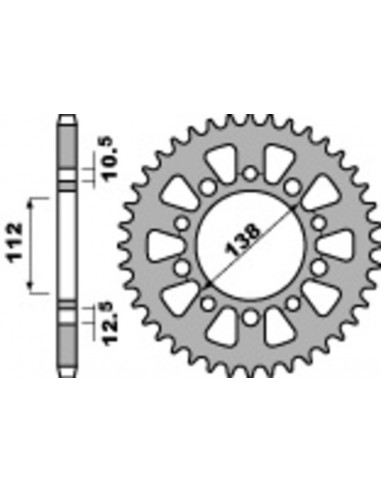 Couronne PBR Racing aluminium Ultra-Light anodisé dur 4384 - 525