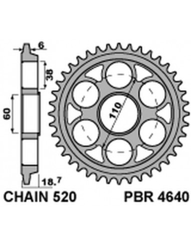 Couronne PBR aluminium Ultra-Light anodisé dur 4640 - 520