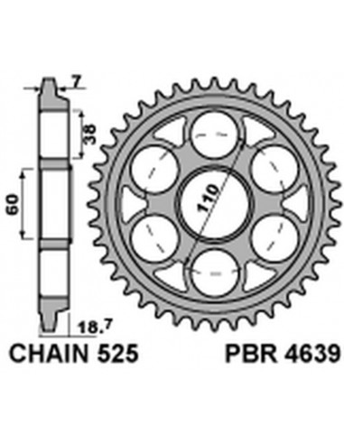 Couronne PBR aluminium Ultra-Light anodisé dur 4639 - 525