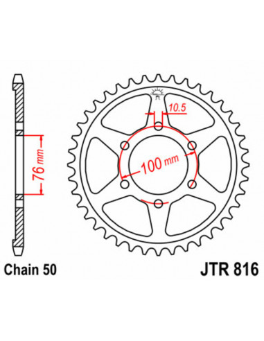 Couronne JT SPROCKETS acier standard 816 - 530