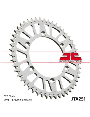 Couronne JT SPROCKETS aluminium ultra-light anti-boue 251 - 520