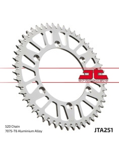 Couronne JT SPROCKETS aluminium ultra-light anti-boue 251 - 520 2