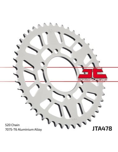 Couronne JT SPROCKETS aluminium ultra-light anti-boue 478 - 520