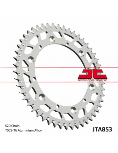 Couronne JT SPROCKETS aluminium ultra-light anti-boue 853 - 520