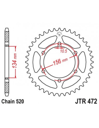 Couronne JT SPROCKETS acier standard 472 - 520