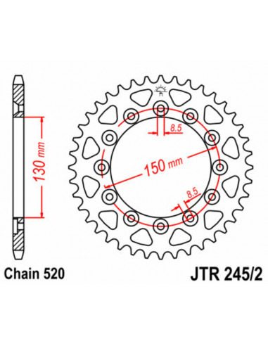 Couronne JT SPROCKETS acier standard 245/2 - 520