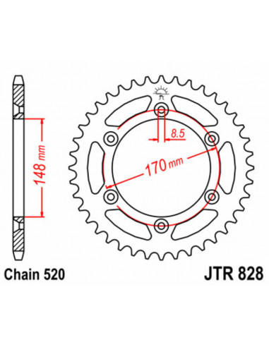 Couronne JT SPROCKETS acier standard 828 - 520