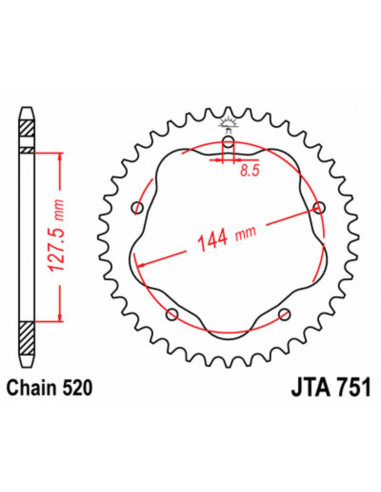 Couronne JT SPROCKETS aluminium Ultra-Light 751 - 520