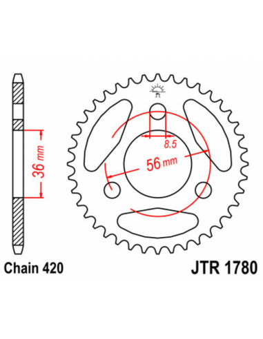 Couronne JT SPROCKETS acier standard 1780 - 420