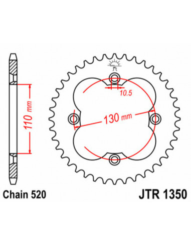 Couronne JT SPROCKETS acier standard 1350 - 520