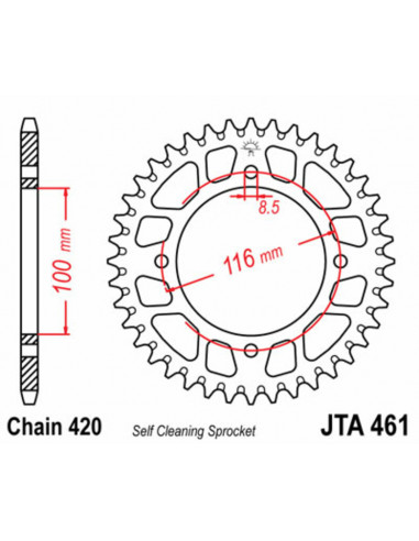 Couronne JT SPROCKETS aluminium Ultra-Light anti-boue 461 - 420