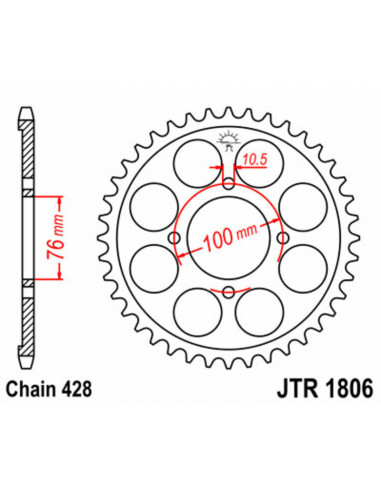 Couronne JT SPROCKETS acier standard 1806 - 428