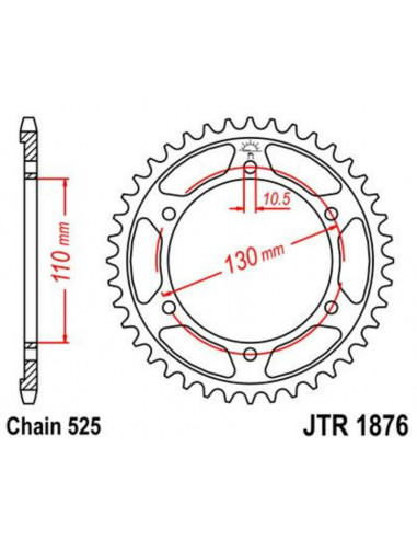 Couronne JT SPROCKETS acier standard 1876 - 525