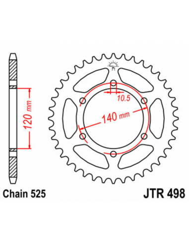 Couronne JT SPROCKETS acier standard 498 - 525