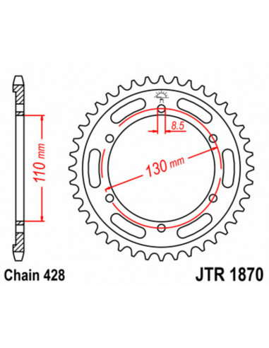 Couronne JT SPROCKETS acier standard 1870 - 428