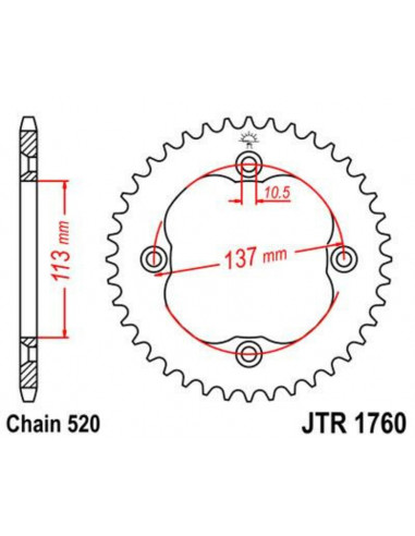 Couronne JT SPROCKETS acier standard 1760 - 520