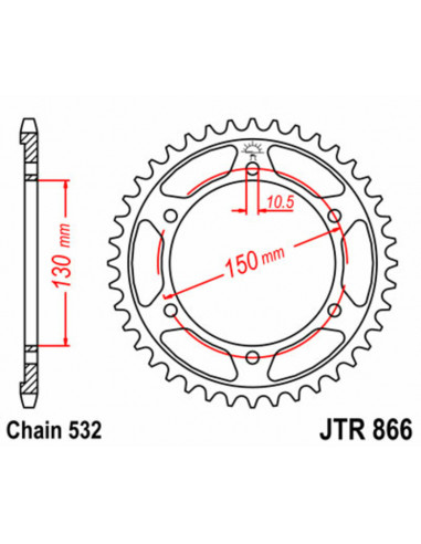 Couronne JT SPROCKETS acier standard 866 - 532