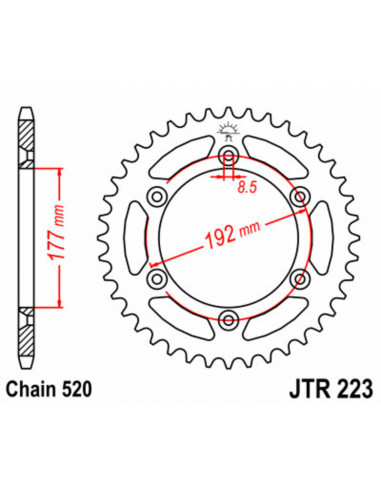 Couronne JT SPROCKETS acier standard 223 - 520