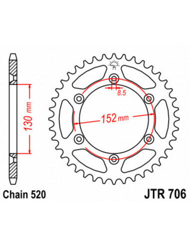 Couronne JT SPROCKETS acier standard 706 - 520