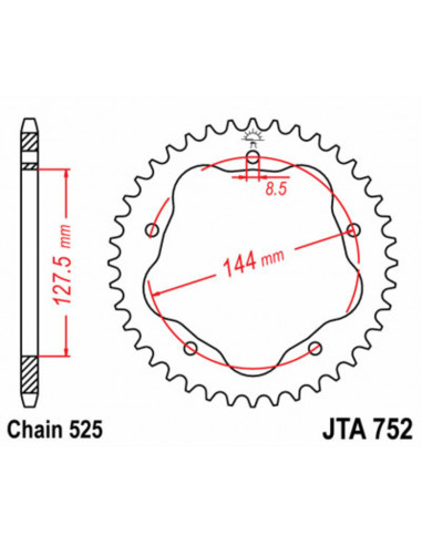 Couronne JT SPROCKETS aluminium Ultra-Light 752 - 525