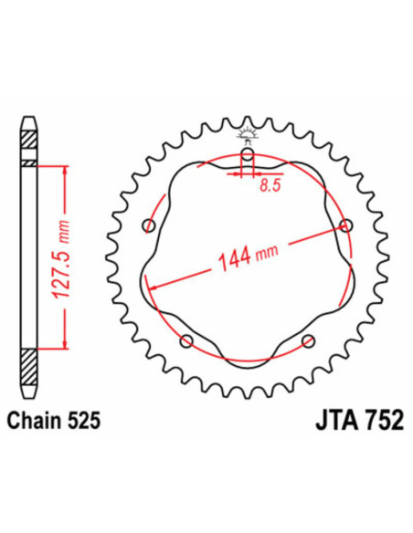 Couronne JT SPROCKETS aluminium Ultra-Light 752 - 525