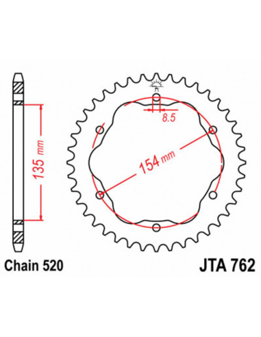 Couronne JT SPROCKETS aluminium Ultra-Light 762 - 520